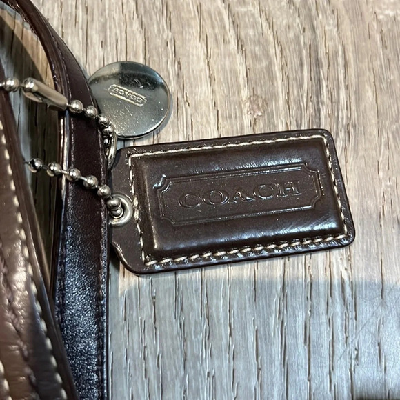 Coach Creed Brown Canvas Signature Stripe Shoulder Tote - Picture 2 of 9